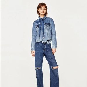 Zara distressed denim jacket